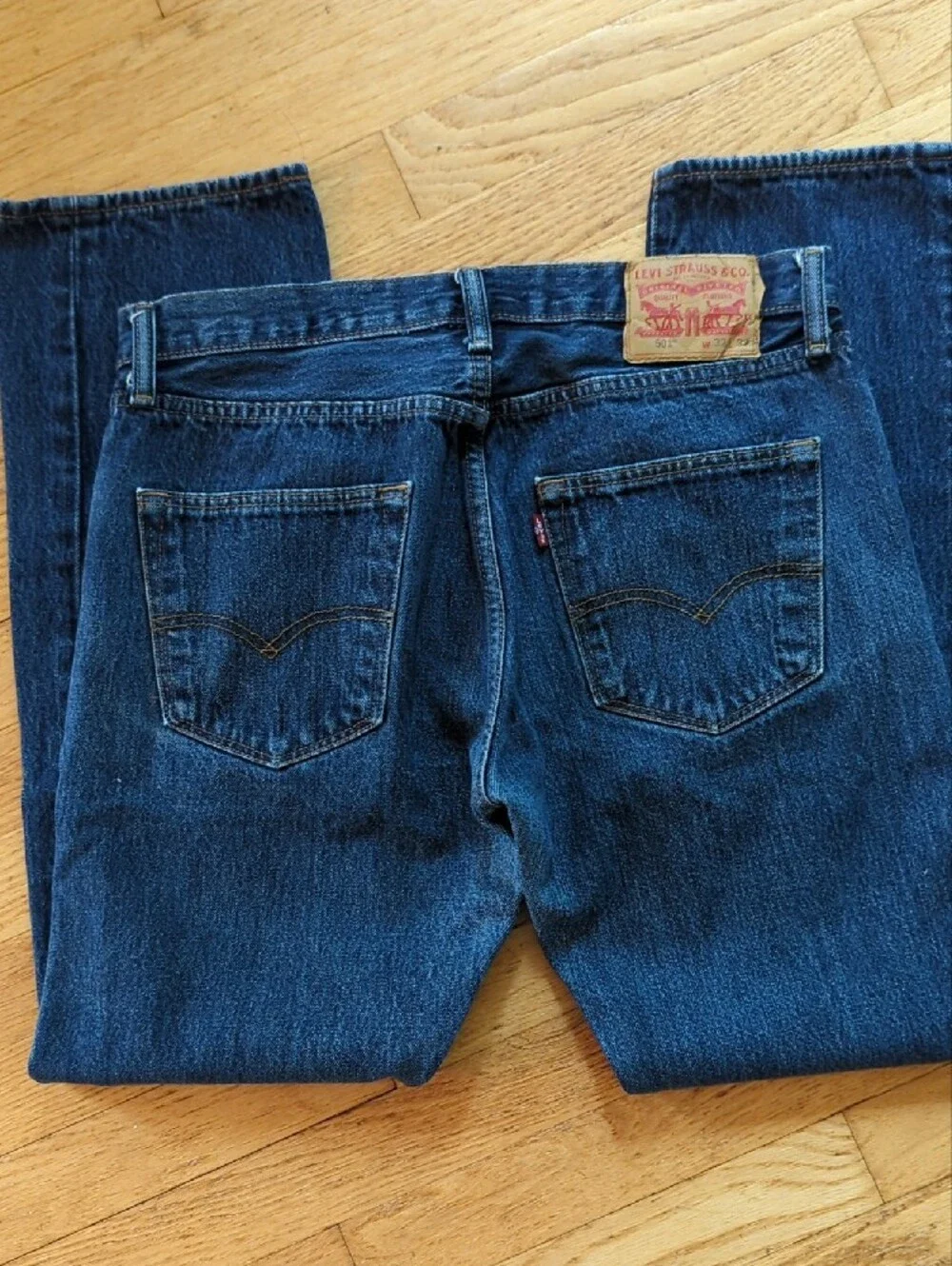 LEVI'S 501: Straight Leg, Dark Blue Button-Fly Denim Jeans (Men's/Women's)